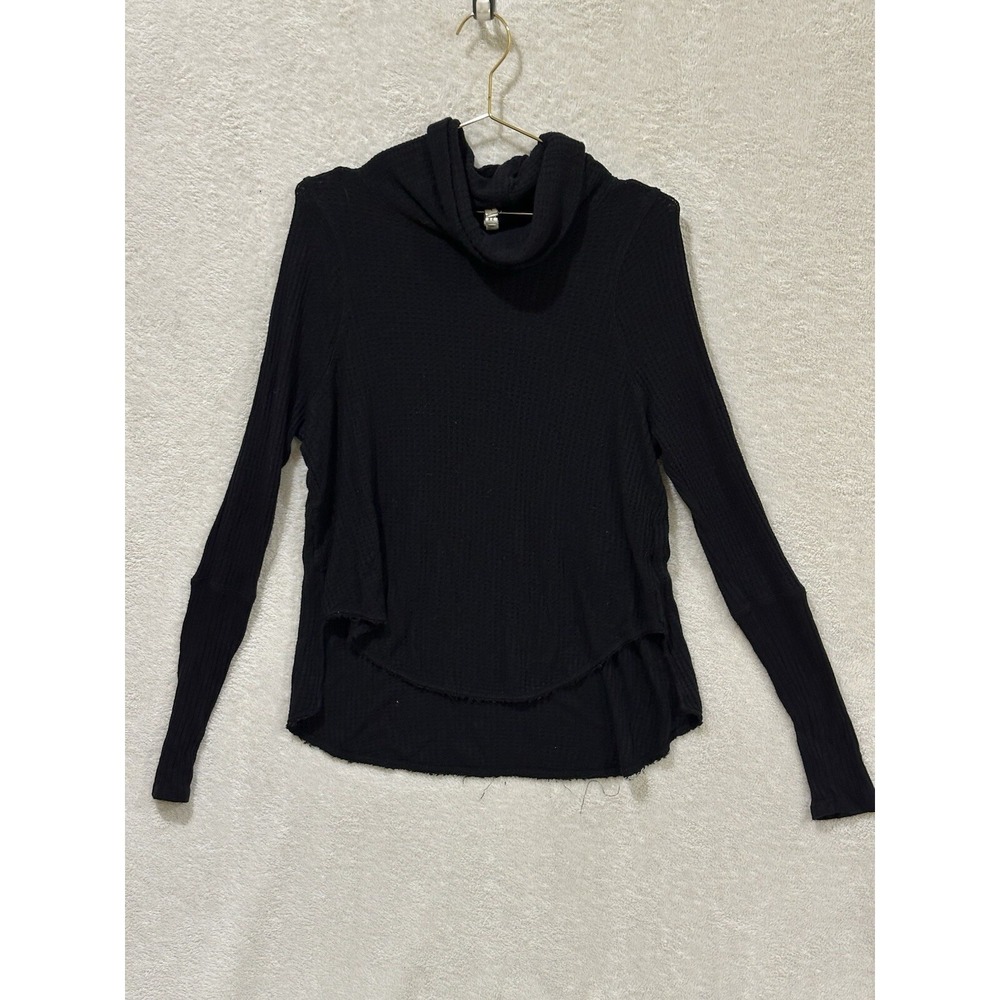 We The Free People Womens Small Kristina Thermal Waffle Knit Cowl Neck Tunic Top